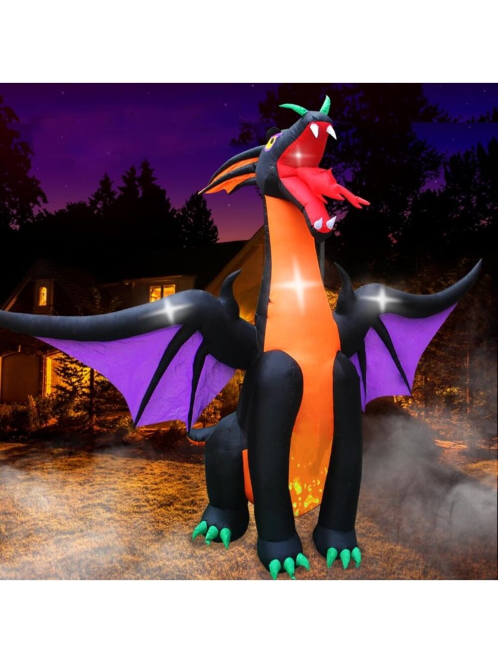 12FT Inflatable Fire & Ice Dragon Halloween Yard Decoration - Outdoor Festive